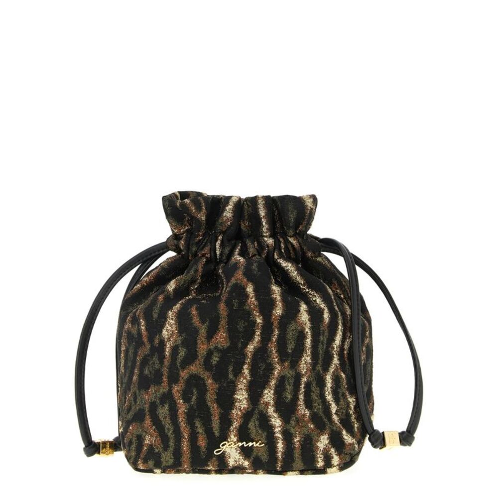 Ganni Brown Polyester Clutch Women's Bag